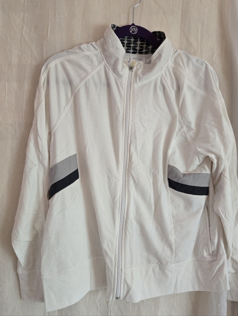 Danskin Now White Jacket with Black and Gray Accents